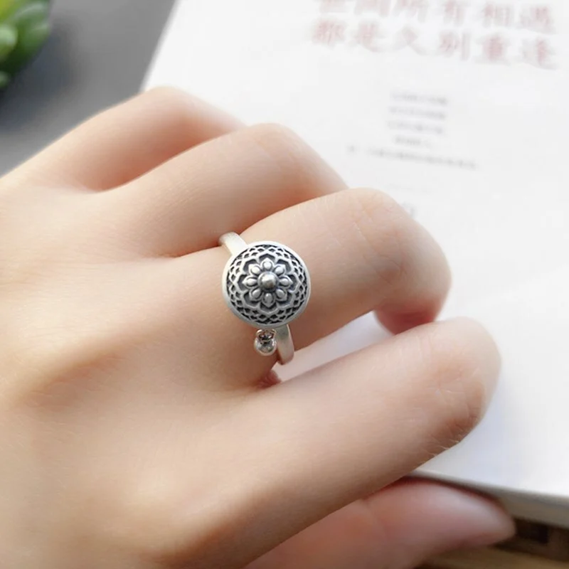 Traditional Prayer Lotus Anxiety Relief Ring Adjustable Fidget - Foto 10